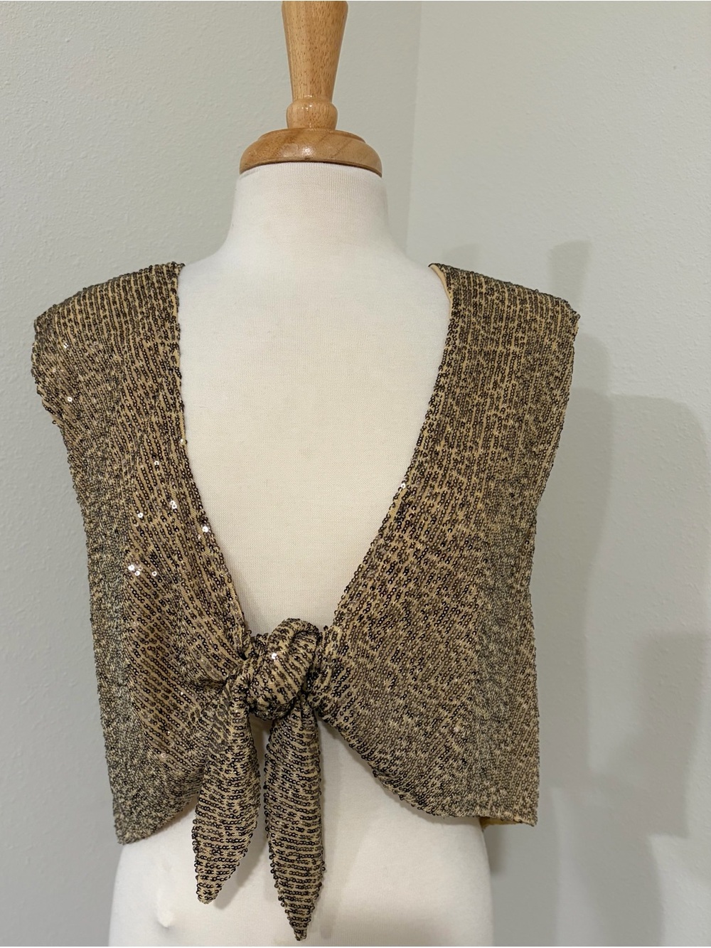 Free People Gold Sequin Tie-Front.